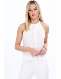 Creamy elegant blouse with a ruffle MP28445 - Online store - Boutique